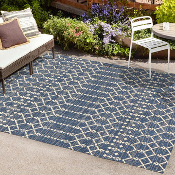 Ourika Moroccan Geometric Textured Weave Indoor/outdoor Rug